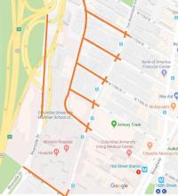 Washington Heights map showing impact of NYC DDC water main work